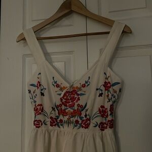 Embroidered white midi dress
